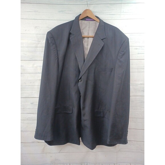Vinci Suit Blazer Sz 54L Black Pinstripe Sport Coat 3 Button - Picture 1 of 7